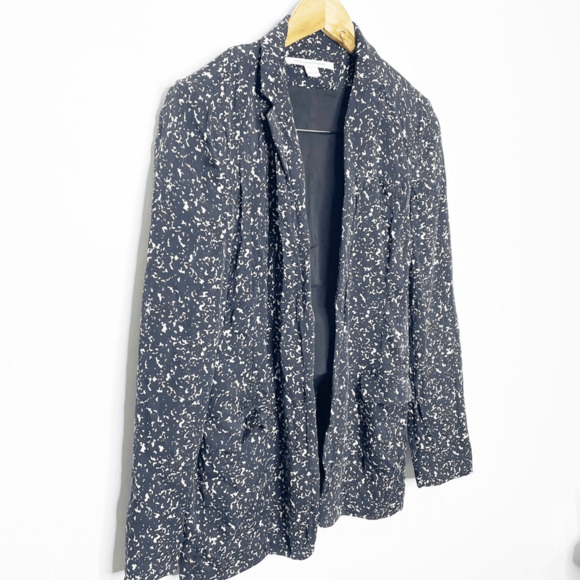 DIANE VON FURSTENBERG Vint Galaxy 100% silk Crepe blazer black womens 2 - Picture 2 of 9